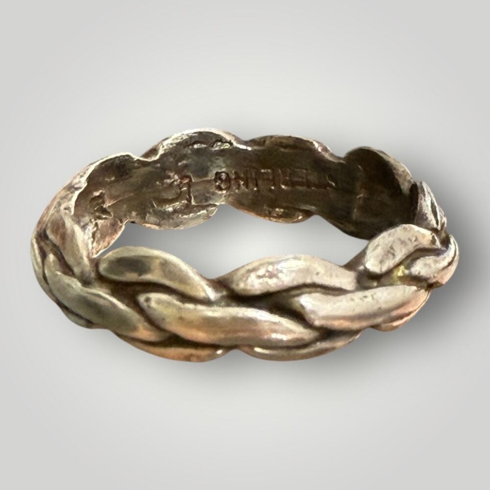 Braided Silver Women's Ring - Polished Woven Band